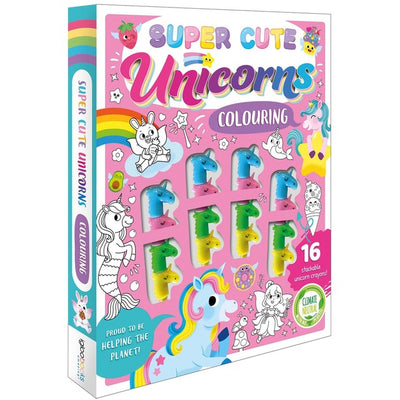 Igloo Books Colourmania Eco Super Cute Unicorns Colouring Book with Crayons