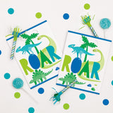 Unique Party blue-green dinosaur loot bags pack of 8 - British product