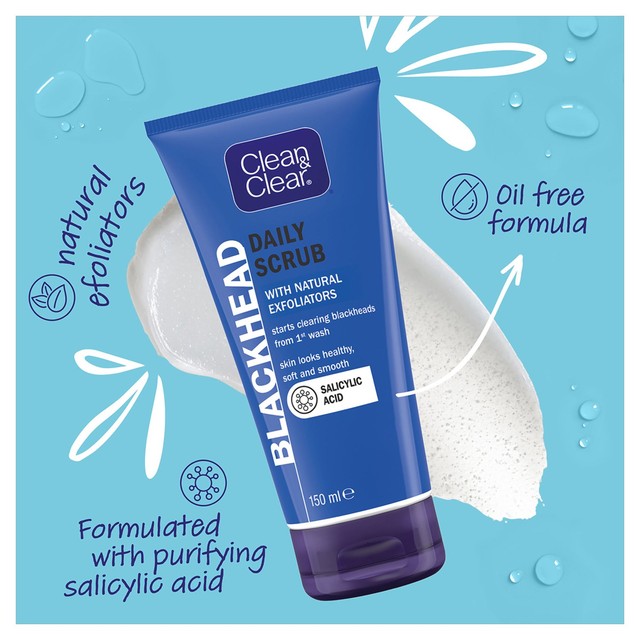 Clean & Clear blackhead clearing daily scrub 150ml - British product
