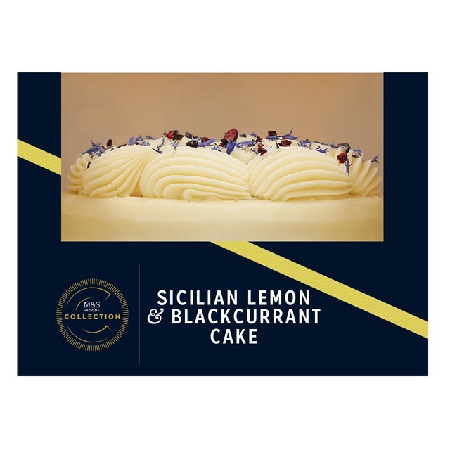 M&S Sicilian Lemon & Blackcurrant Cake 1.22kg, imported from the UK