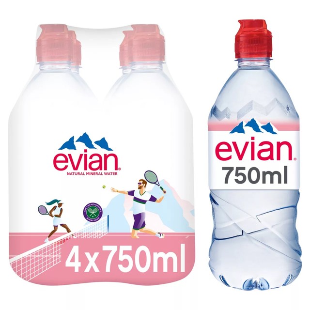 Evian still mineral water 4 x 750ml - British product