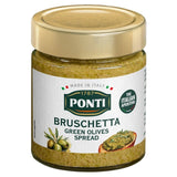 Ponti Bruschetta Green Olives Tapenade 130g, imported from the UK