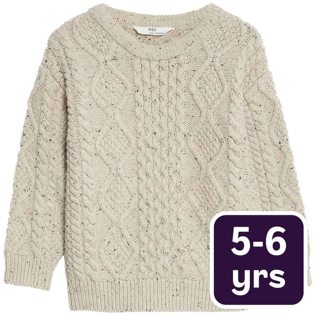 M&S cable knitted jumper neutral 5-6 years, imported from the UK