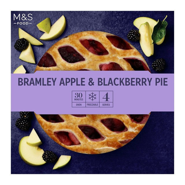 M&S apple and blackberry puff pastry pie 470g, imported from the UK