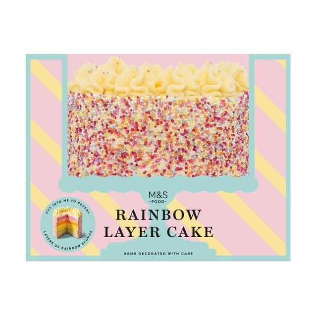 M&S rainbow layer cake 900g, imported from the UK