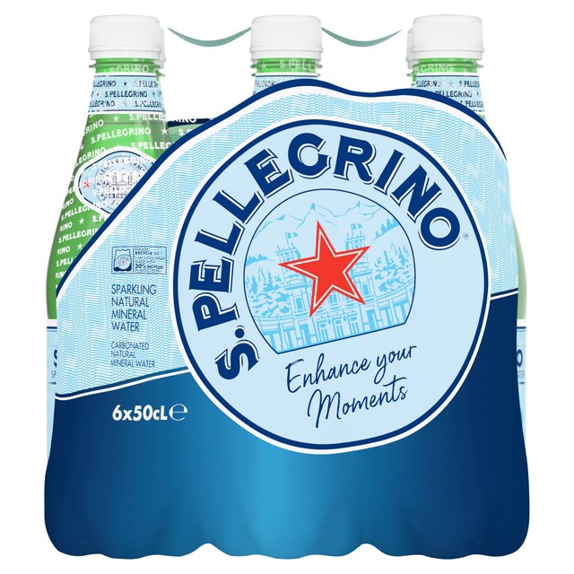 San Pellegrino sparkling mineral water 6 x 500ml bottles (British brand)