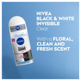 Nivea Black & White Original Anti-Perspirant Deodorant Roll-On 50ml, imported from the UK