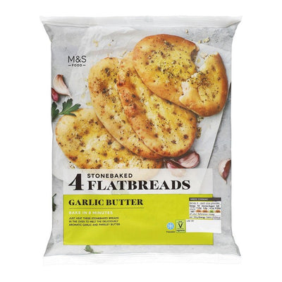 M&S steinovnsbakte hvitløksflatbrød 386g