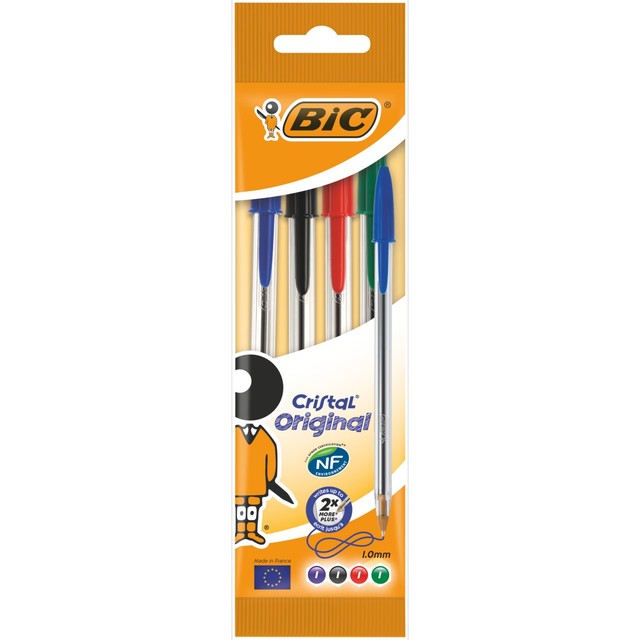 Bic Ballpoint Pens Assorted Colors Box of 4 - British product