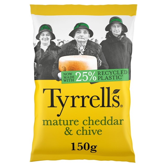 Tyrrells mature cheddar and chive crisps 150g (British brand)