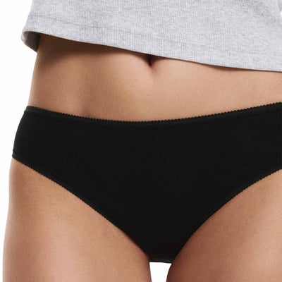 M&S Pure Cotton Bikini Knickers Black Women's Underwear Size 12