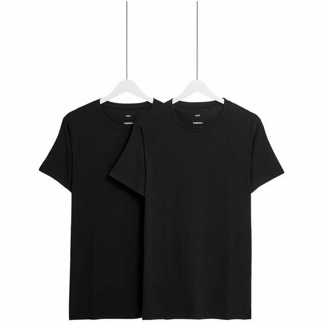 M&S thermal short sleeve top in black, extra large, UK version