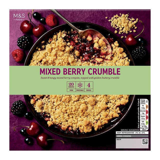 M&S Mixed Berry Crumble 500g, imported from the UK