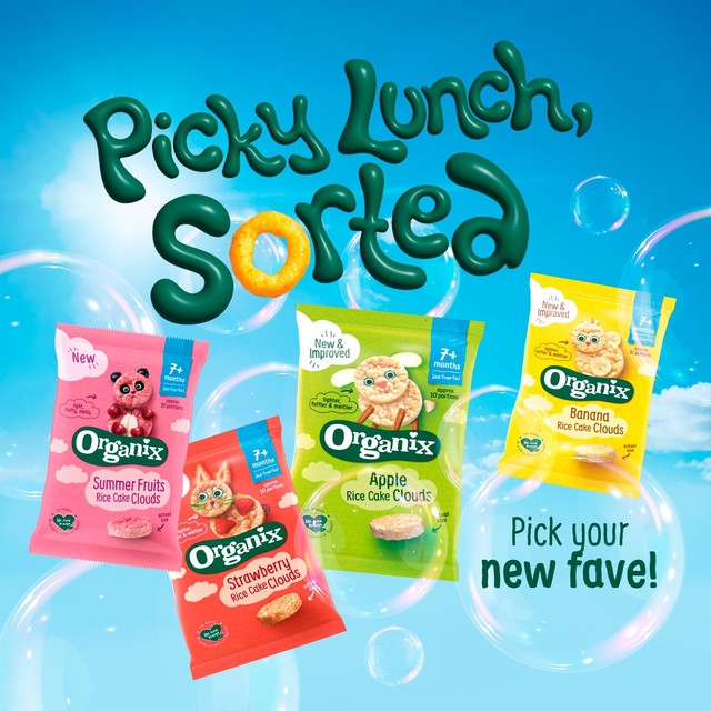 Organix apple rice cakes 72g, imported from the UK