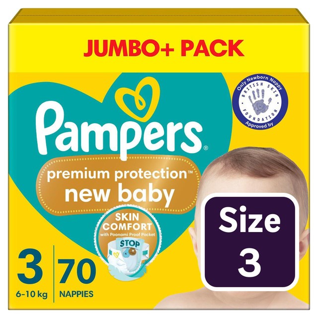 Pampers New Baby Nappies Size 3 Jumbo Pack, imported from the UK