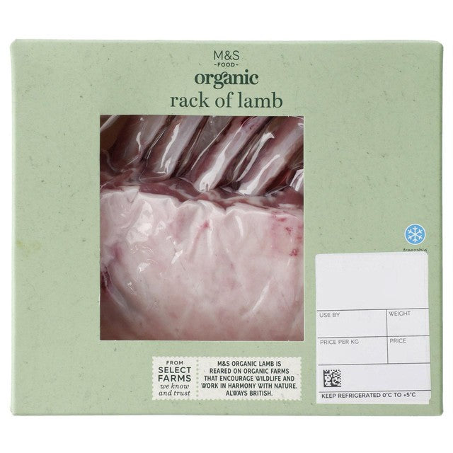 M&S organic rack of lamb 450g, imported from the UK
