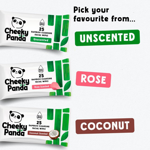 The Cheeky Panda facial wipes unscented 25 pack (British brand)