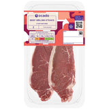 Ocado beef sirloin steaks 400g, imported from the UK
