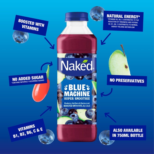 Naked Blue Machine smoothie 750ml, imported from the UK