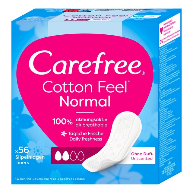 Carefree cotton breathable pantyliners 56 pack - British product