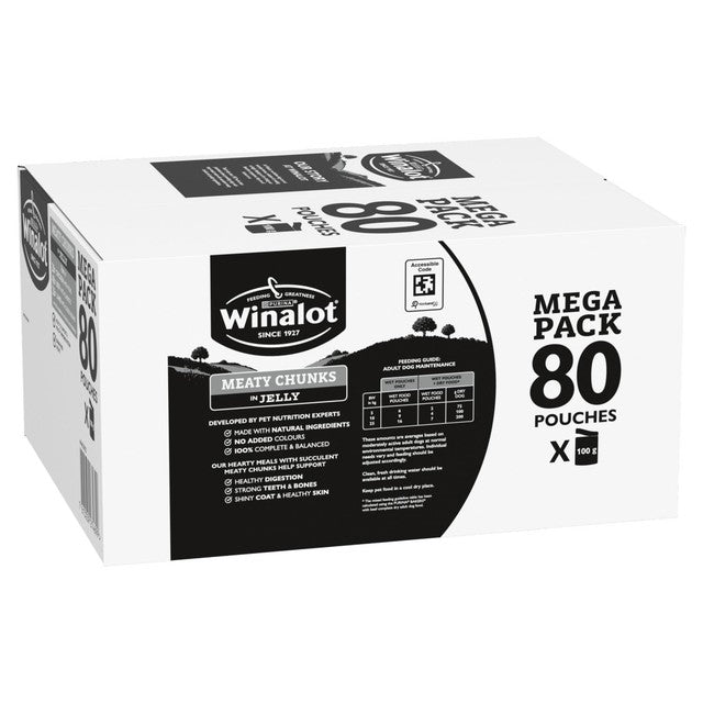 Winalot meaty chunks mixed in jelly wet dog food 80 x 100g (British brand)