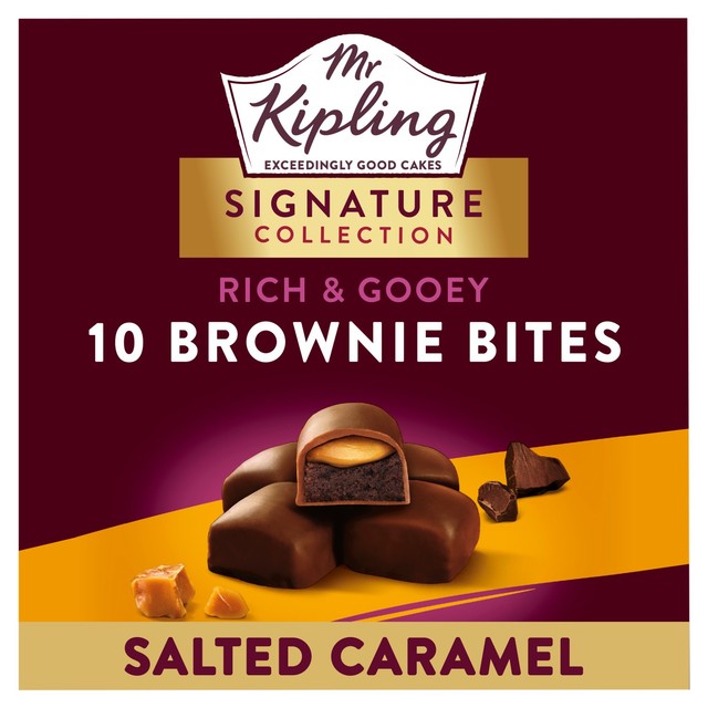 Mr Kipling chocolate caramel brownie bites 10 pack, imported from the UK