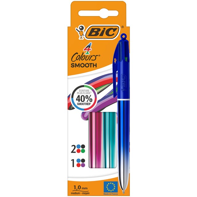 BIC 4 Colours Smooth Gradient ballpoint pens pack of 3 - British product