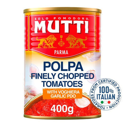 Mutti Polpa Finely Chopped Italian Tomatoes with Garlic Chopped Tomatoes 400g