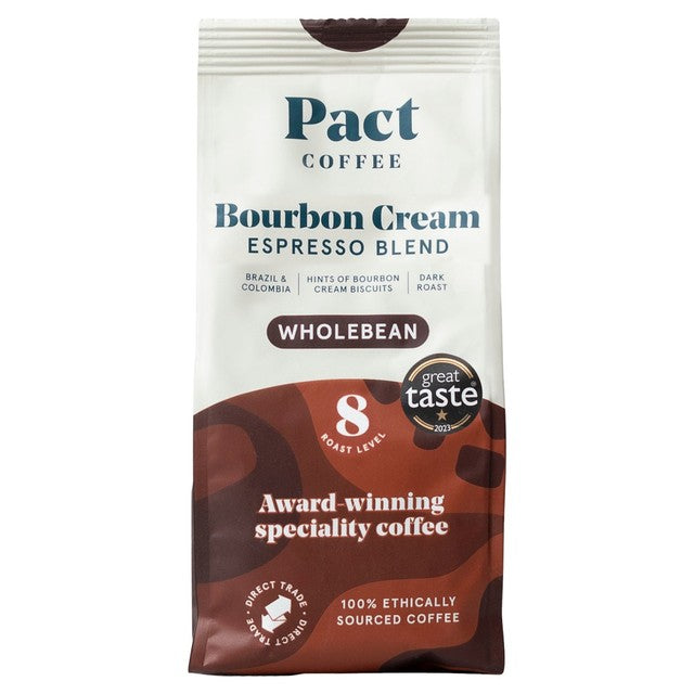 Pact Bourbon Cream espresso whole bean coffee 200g, imported from the UK