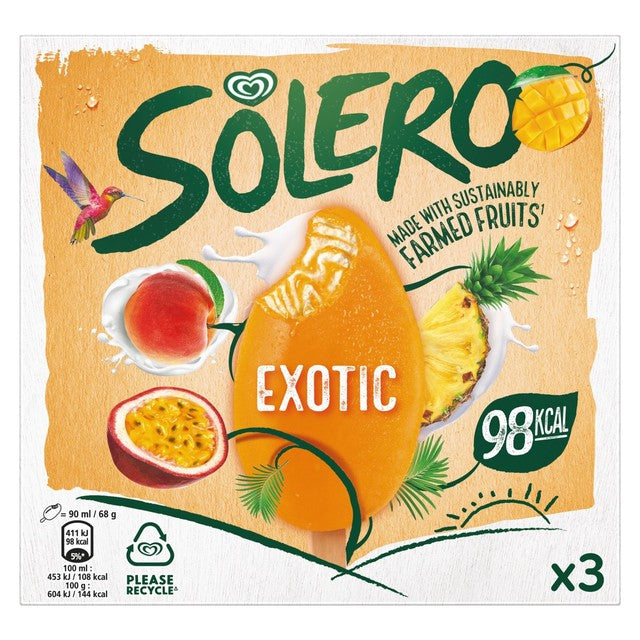 Wall's Solero Exotic ice cream sticks 3 x 90ml (British brand)