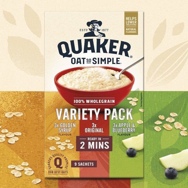 Quaker porridge sachets variety pack, imported from the UK