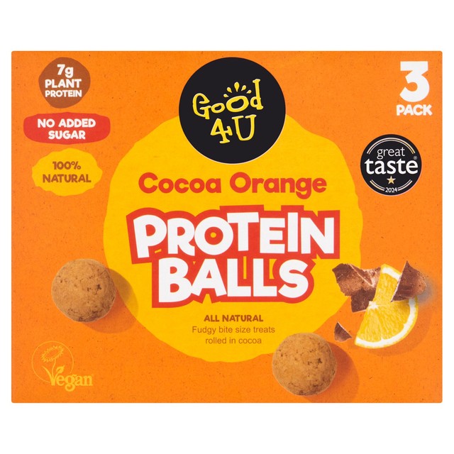 Good4U Protein Balls Cocoa Orange 3x40g multipack, UK version
