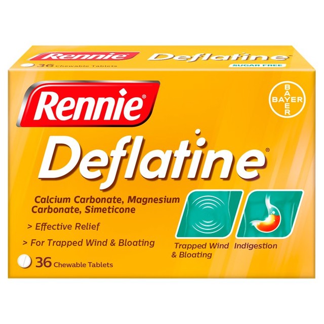 Rennie Deflatine trapped wind relief tablets, imported from the UK