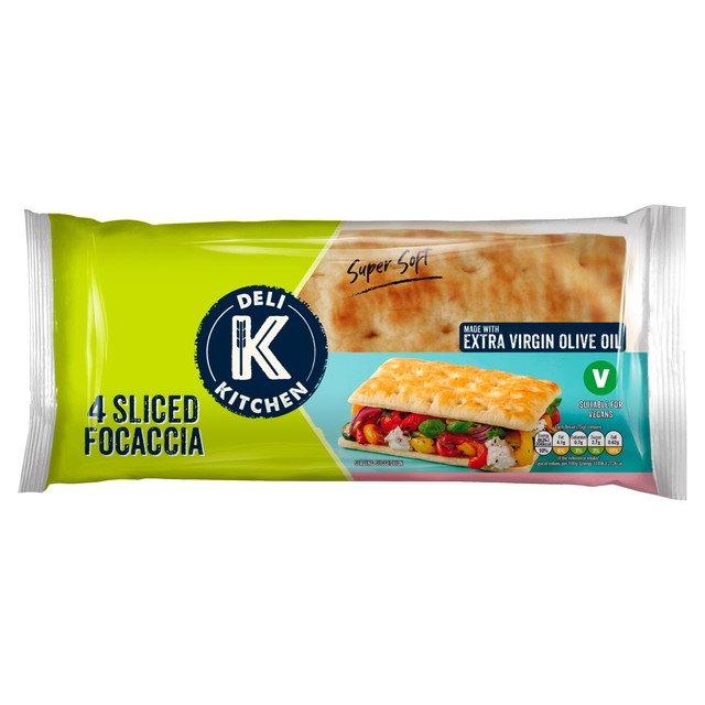 Deli Kitchen Focaccia sliced flatbreads 4 x 75g - British product