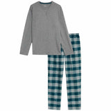 M&S men's brushed cotton checked pyjama set in grey, size XL, imported from the UK