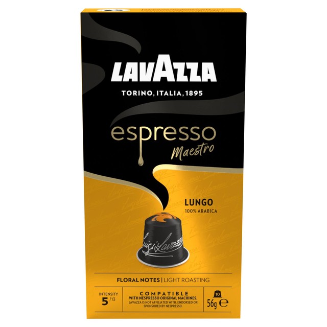 Lavazza espresso lungo aluminium Nespresso compatible coffee capsules 10 pack, UK version