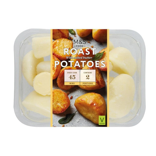 M&S roasting potatoes basted in butter 450g, imported from the UK