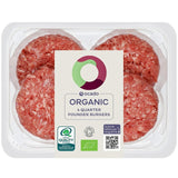 Ocado Organic Quarter Pounder Beef Burgers 454g, imported from the UK