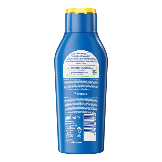 Nivea Sun Protect & Moisture Lotion SPF50+ 400ml, imported from the UK