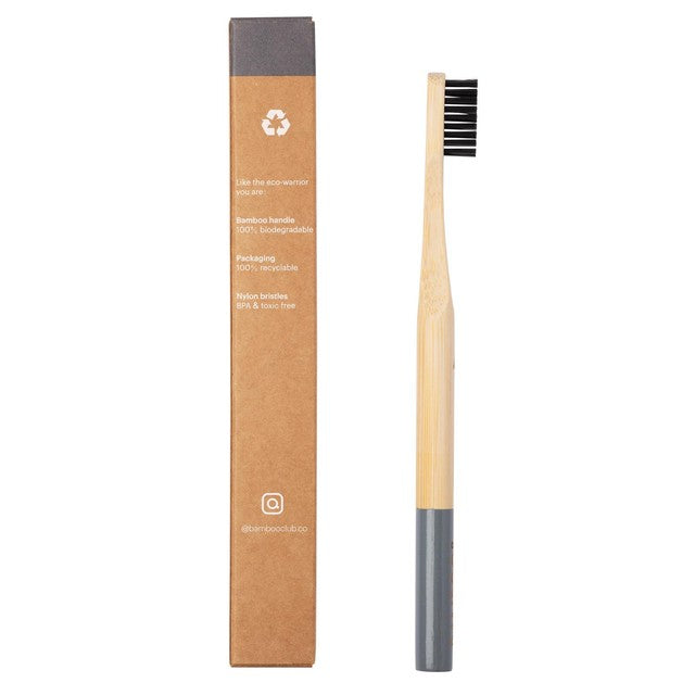 Bamboo Club grey adult toothbrush pack of 6 - British product