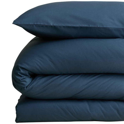 M&S Cotton Rich Navy Bedding Set Super King Size