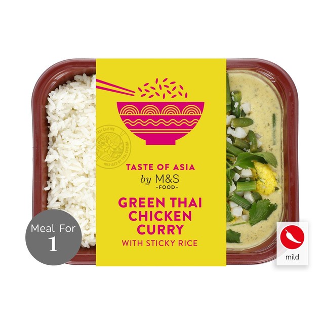 M&S Green Thai Curry with Rice 400g, imported from the UK
