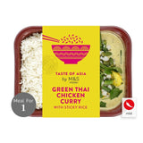 M&S Green Thai Curry with Rice 400g, imported from the UK