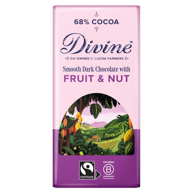 Divine 68% dark chocolate with fruit and nuts 90g - British product
