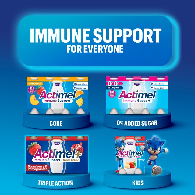 Actimel strawberry fat free yoghurt drink 8 x 100g - British product
