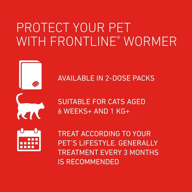 Frontline Cat Wormer Film Coated Tablets 2 per pack - British product