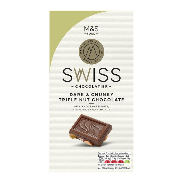 M&S triple nut dark chocolate 200g, imported from the UK