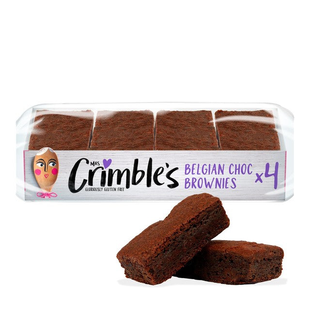 Mrs Crimble's gluten free Belgian chocolate brownies 4 pack, imported from the UK