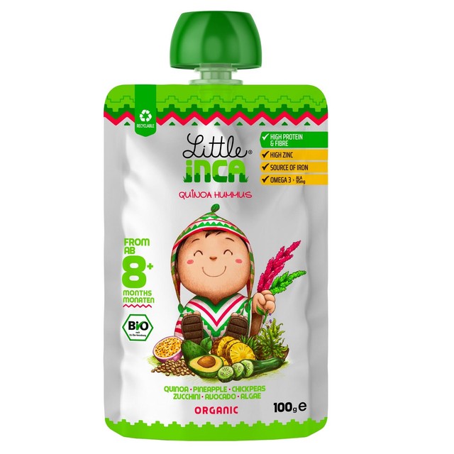 Little Inca Quinoa Hummus baby food pouch 100g, UK version