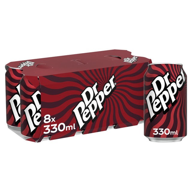 Dr Pepper Regular Cola Soft Drink 8 x 330ml multipack - British product